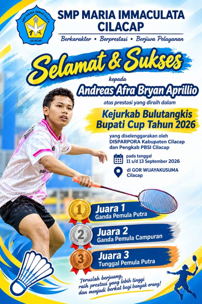 SISWA SMP MARIA CILACAP RAIH TIGA PRESTAS BULUTANGKIS1